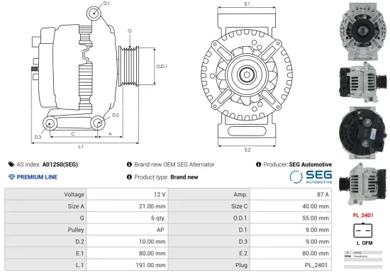 Generator 12 V AS-PL A01250(SEG) Bild Generator 12 V AS-PL A01250(SEG)