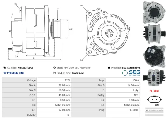 Generator 12 V AS-PL A01253(SEG) Bild Generator 12 V AS-PL A01253(SEG)
