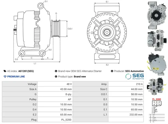 Generator 48 V AS-PL A01281(SEG) Bild Generator 48 V AS-PL A01281(SEG)