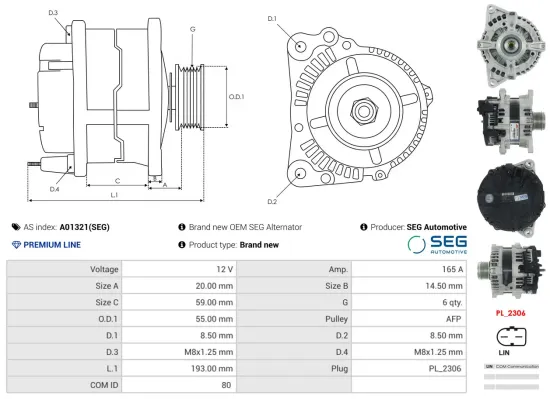 Generator 12 V AS-PL A01321(SEG) Bild Generator 12 V AS-PL A01321(SEG)