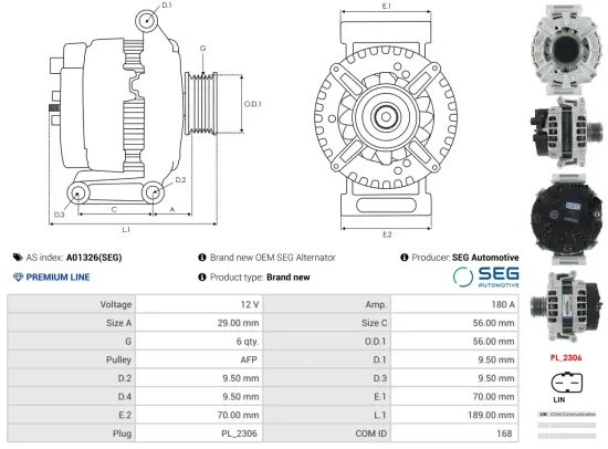 Generator 12 V AS-PL A01326(SEG) Bild Generator 12 V AS-PL A01326(SEG)