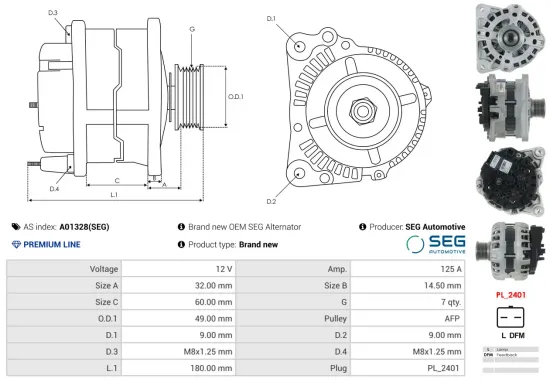 Generator 12 V AS-PL A01328(SEG) Bild Generator 12 V AS-PL A01328(SEG)