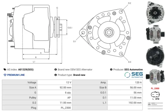 Generator 12 V AS-PL A01329(SEG) Bild Generator 12 V AS-PL A01329(SEG)