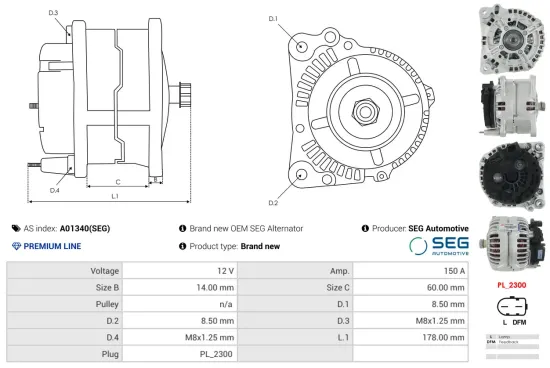 Generator 12 V AS-PL A01340(SEG) Bild Generator 12 V AS-PL A01340(SEG)