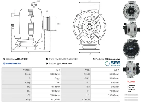 Generator 12 V AS-PL A01342(SEG) Bild Generator 12 V AS-PL A01342(SEG)