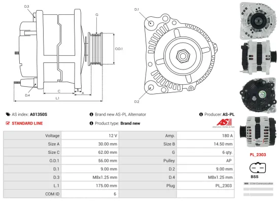 Generator 12 V AS-PL A01350S Bild Generator 12 V AS-PL A01350S
