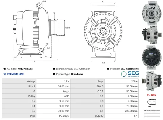 Generator 12 V AS-PL A01371(SEG) Bild Generator 12 V AS-PL A01371(SEG)