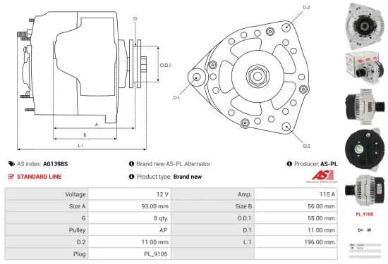 Generator 12 V AS-PL A01398S Bild Generator 12 V AS-PL A01398S