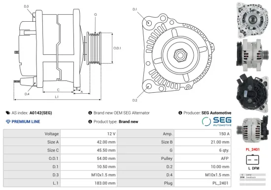 Generator 12 V AS-PL A0142(SEG) Bild Generator 12 V AS-PL A0142(SEG)