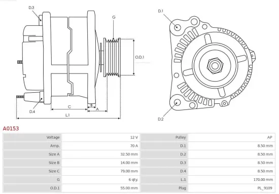 Generator 12 V AS-PL A0153 Bild Generator 12 V AS-PL A0153