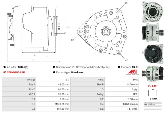Generator 12 V AS-PL A0166(P) Bild Generator 12 V AS-PL A0166(P)