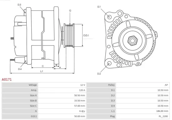 Generator 12 V AS-PL A0171 Bild Generator 12 V AS-PL A0171