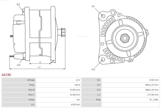 Generator 12 V AS-PL A0190 Bild Generator 12 V AS-PL A0190