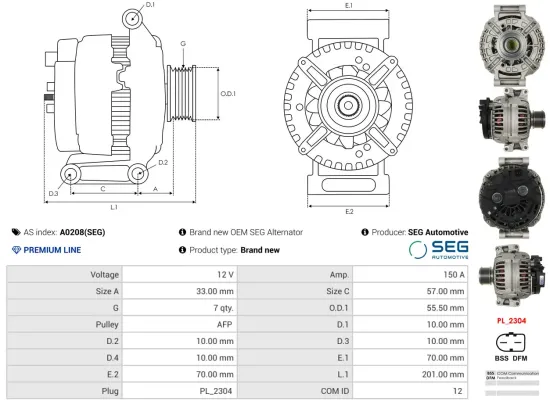 Generator 12 V AS-PL A0208(SEG) Bild Generator 12 V AS-PL A0208(SEG)
