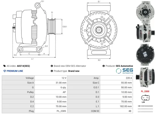 Generator 12 V AS-PL A0214(SEG) Bild Generator 12 V AS-PL A0214(SEG)
