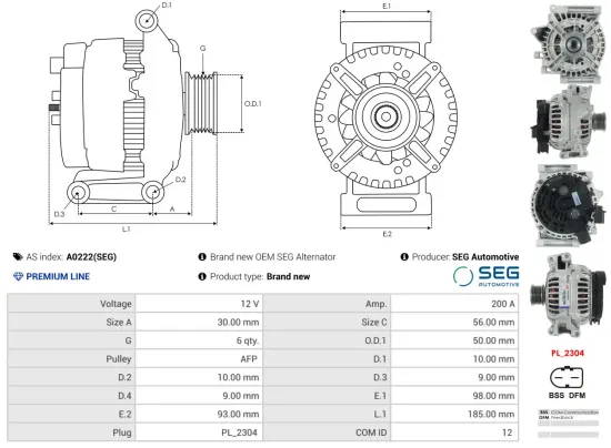 Generator 12 V AS-PL A0222(SEG) Bild Generator 12 V AS-PL A0222(SEG)