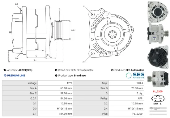 Generator 12 V AS-PL A0239(SEG) Bild Generator 12 V AS-PL A0239(SEG)