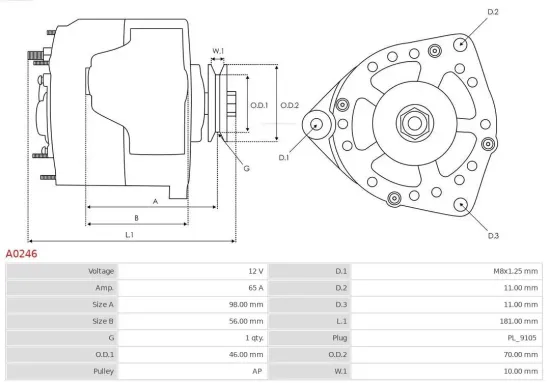 Generator 12 V AS-PL A0246 Bild Generator 12 V AS-PL A0246