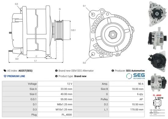 Generator 12 V AS-PL A0257(SEG) Bild Generator 12 V AS-PL A0257(SEG)