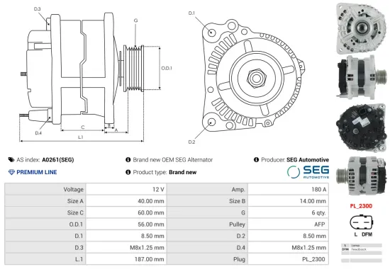 Generator 12 V AS-PL A0261(SEG) Bild Generator 12 V AS-PL A0261(SEG)