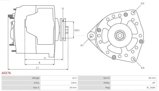 Generator 12 V AS-PL A0276 Bild Generator 12 V AS-PL A0276