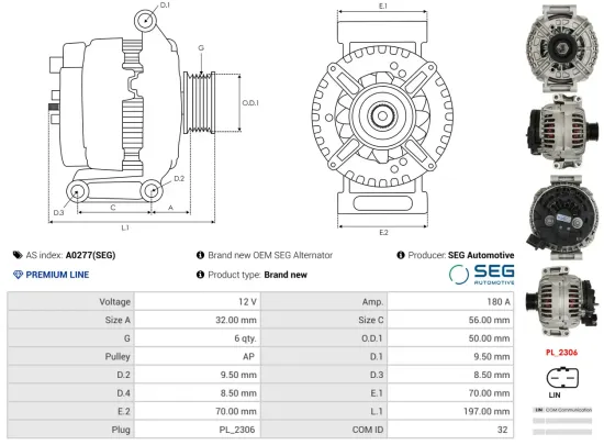 Generator 12 V AS-PL A0277(SEG) Bild Generator 12 V AS-PL A0277(SEG)