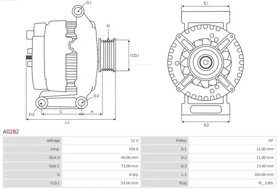Generator 12 V AS-PL A0282 Bild Generator 12 V AS-PL A0282