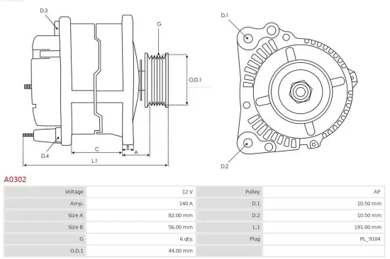 Generator 12 V AS-PL A0302 Bild Generator 12 V AS-PL A0302