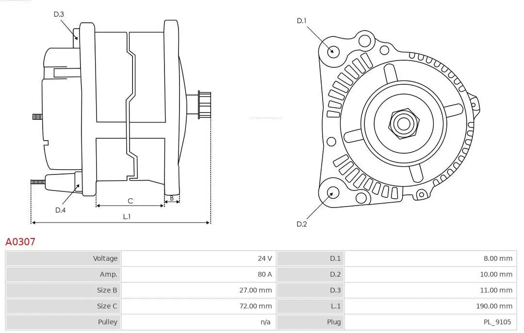 Generator 24 V AS-PL A0307 Bild Generator 24 V AS-PL A0307