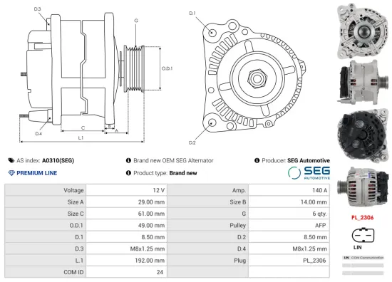 Generator 12 V AS-PL A0310(SEG) Bild Generator 12 V AS-PL A0310(SEG)