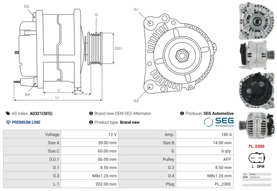 Generator 12 V AS-PL A0321(SEG) Bild Generator 12 V AS-PL A0321(SEG)