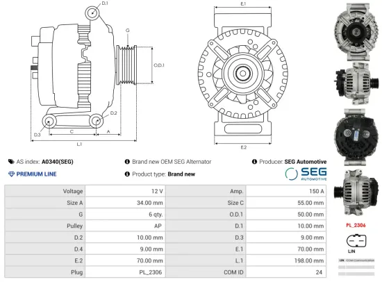 Generator 12 V AS-PL A0340(SEG) Bild Generator 12 V AS-PL A0340(SEG)