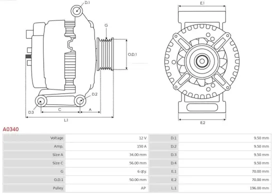 Generator 12 V AS-PL A0340 Bild Generator 12 V AS-PL A0340