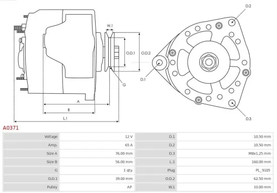 Generator 12 V AS-PL A0371 Bild Generator 12 V AS-PL A0371