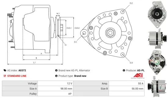 Generator 12 V AS-PL A0372 Bild Generator 12 V AS-PL A0372