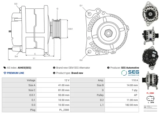 Generator 12 V AS-PL A0403(SEG) Bild Generator 12 V AS-PL A0403(SEG)