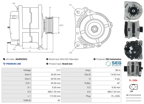 Generator 12 V AS-PL A0409(SEG) Bild Generator 12 V AS-PL A0409(SEG)