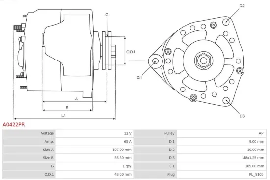 Generator 12 V AS-PL A0422PR Bild Generator 12 V AS-PL A0422PR