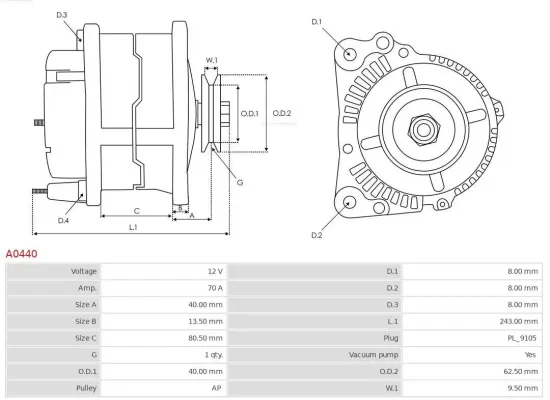 Generator 12 V AS-PL A0440 Bild Generator 12 V AS-PL A0440