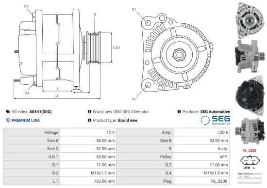Generator 12 V AS-PL A0441(SEG) Bild Generator 12 V AS-PL A0441(SEG)