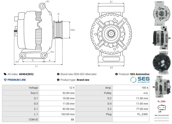 Generator 12 V AS-PL A0464(SEG) Bild Generator 12 V AS-PL A0464(SEG)