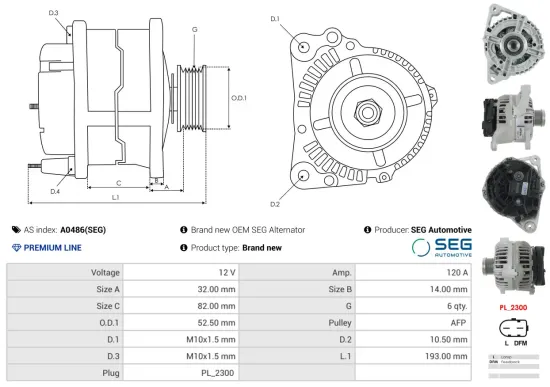Generator 12 V AS-PL A0486(SEG) Bild Generator 12 V AS-PL A0486(SEG)