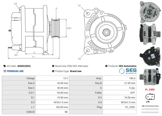 Generator 12 V AS-PL A0502(SEG) Bild Generator 12 V AS-PL A0502(SEG)