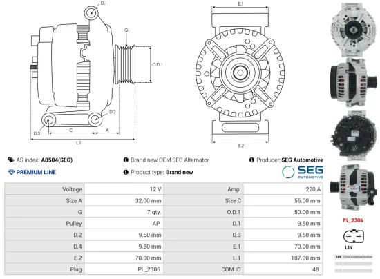 Generator 12 V AS-PL A0504(SEG) Bild Generator 12 V AS-PL A0504(SEG)