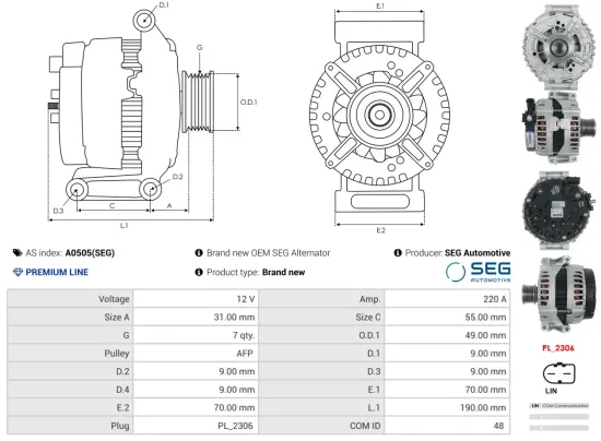 Generator 12 V AS-PL A0505(SEG) Bild Generator 12 V AS-PL A0505(SEG)