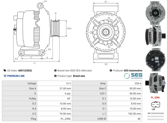 Generator 12 V AS-PL A0512(SEG) Bild Generator 12 V AS-PL A0512(SEG)
