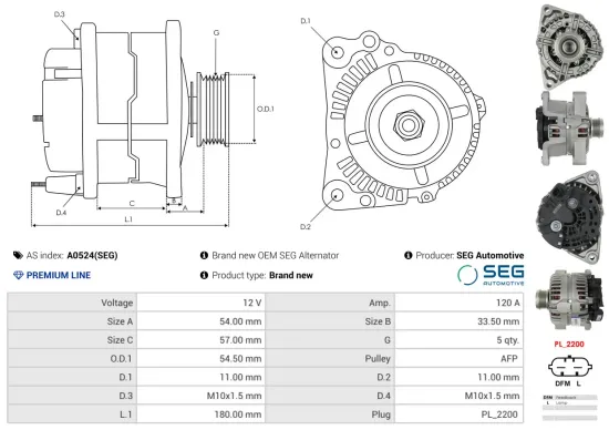 Generator 12 V AS-PL A0524(SEG) Bild Generator 12 V AS-PL A0524(SEG)