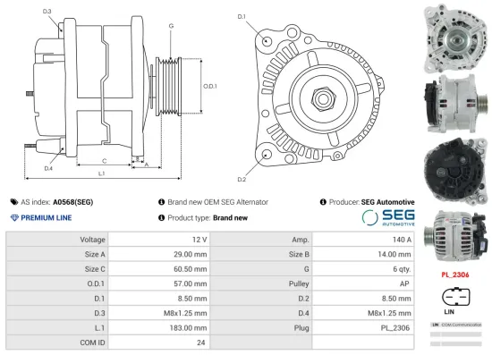 Generator 12 V AS-PL A0568(SEG) Bild Generator 12 V AS-PL A0568(SEG)