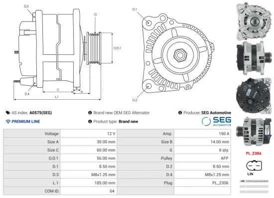 Generator 12 V AS-PL A0575(SEG) Bild Generator 12 V AS-PL A0575(SEG)