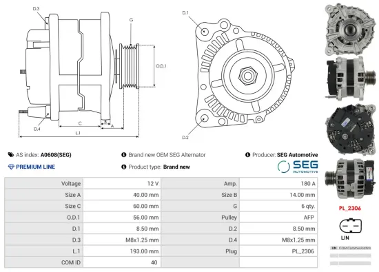 Generator 12 V AS-PL A0608(SEG) Bild Generator 12 V AS-PL A0608(SEG)